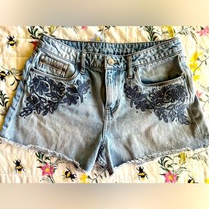 Calvin Klein Denim Shorts with embroidery and studs, Size 28